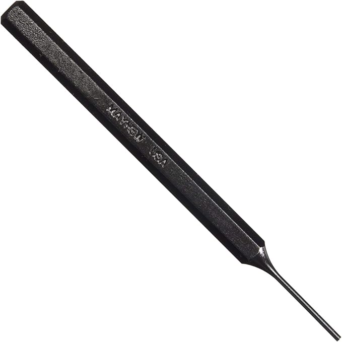 Mayhew Tools 21010 SAE Pin Punch, 5/64 x 0.81" Pin, 4-1/4" OAL x 1/4" Body, Black Oxide Finish