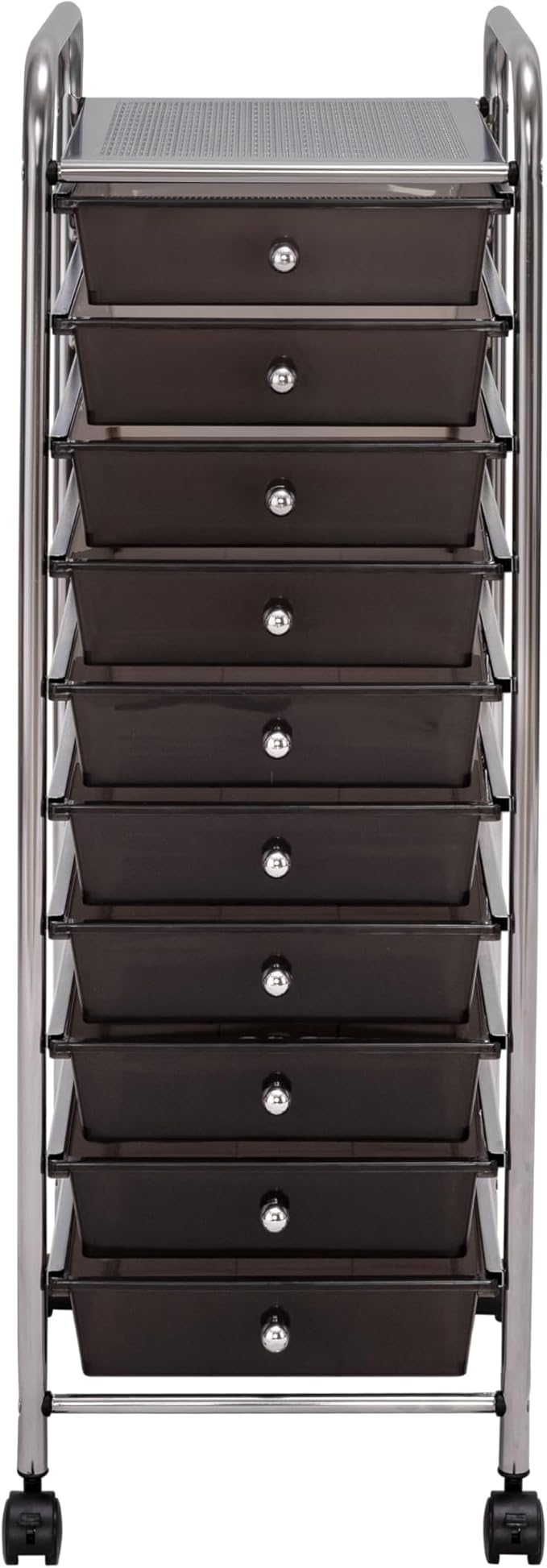 Seville Classics Rolling Utility Organizer Storage Cart, for Home Office, School, Classroom, Scrapbook, Hobby, Craft, 10 Drawer, Black