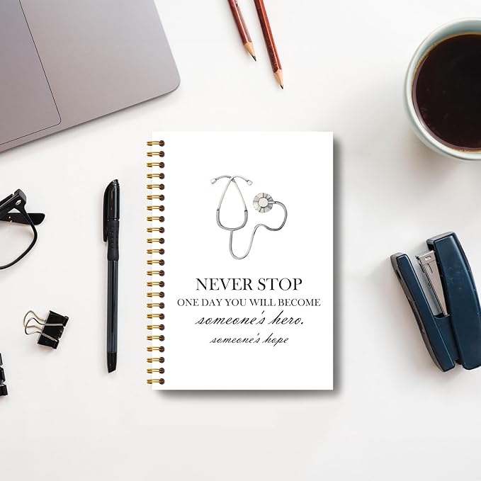 Inspirational Nurses Notebook, Future Nurse Doctor Gifts Journal, Nurse Appreciation Week Gifts Journal, Medical Stethoscope Nursing Hardcover Spiral Notebooks 5.5x8.3 Inch