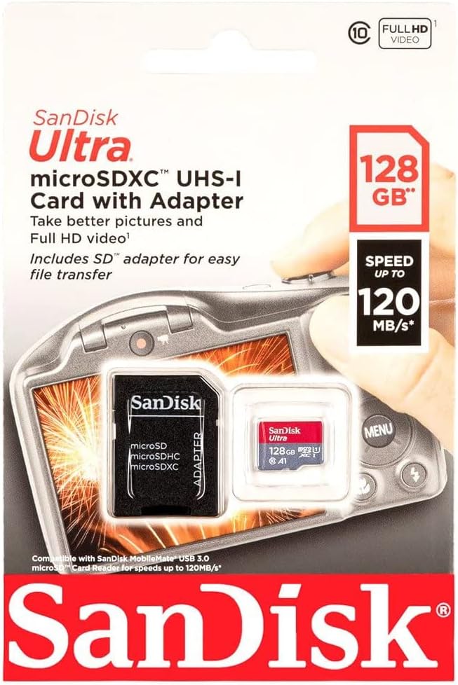 Verified by SanFlash for Amazon 770-6747-743 Sandisk Ultra 128GB microSD Memory Card for Fire Tablets and Fire -TV