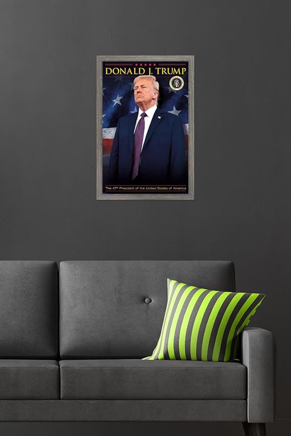 President Donald Trump - 47th President Wall Poster, 22.4L" x 14.7W", Barnwood Framed Version