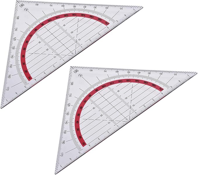 uxcell Triangle Ruler Square Set 90mm 45 Degrees Plastic Stationery Math Geometry 2pcs