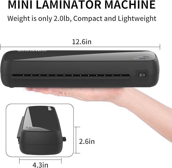 A4 Thermal Laminator Machine, 9.3-Inch Inlet, 3-10 Mil Thickness, Fast Warm-Up, Jam-Free Design, for Home Office School, Black