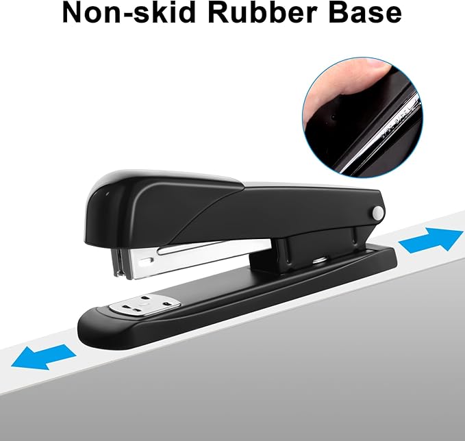 Black Modern Office Stapler, 25 Sheet Capacity, Automatic, Includes 1000 Staples and Staple Remover
