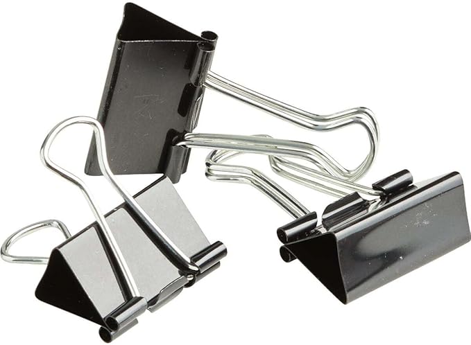 Staples Medium Metal Binder Clips, Black, 1 1/4" Size with 5/8"Capacity