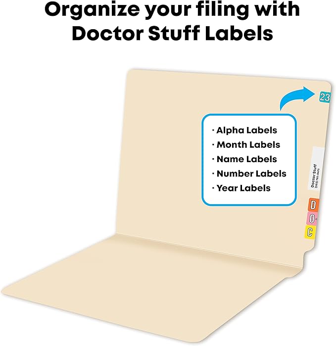 Medical File Folders, Doctor Stuff, 11 pt Manila Folders, Full Cut, 2 Ply, Letter Size, Reinforced End Tab Folders, Carton of 500