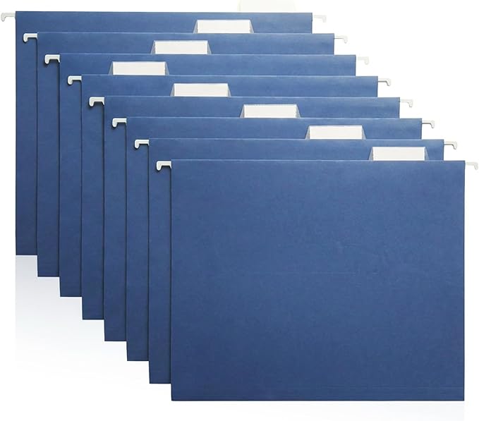 Blue Hanging File Folders – 8 Pack, Letter Size File Organization Folders for Home, Office, School & Filing Cabinets