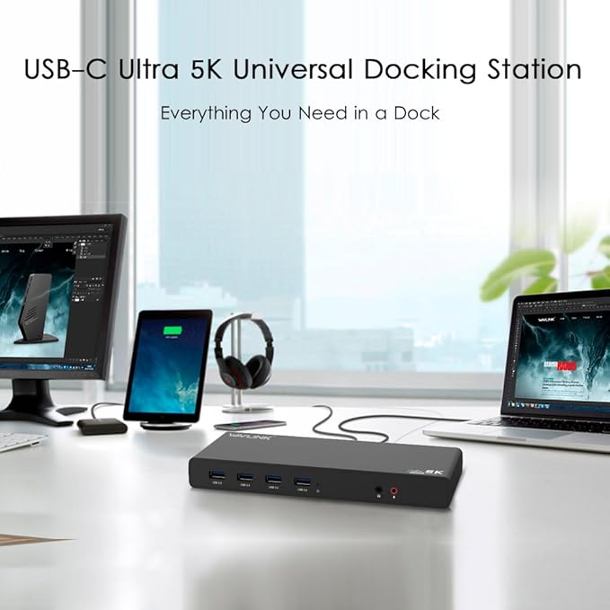 WAVLINK Laptop Docking Station Stand Dual Monitors 4K