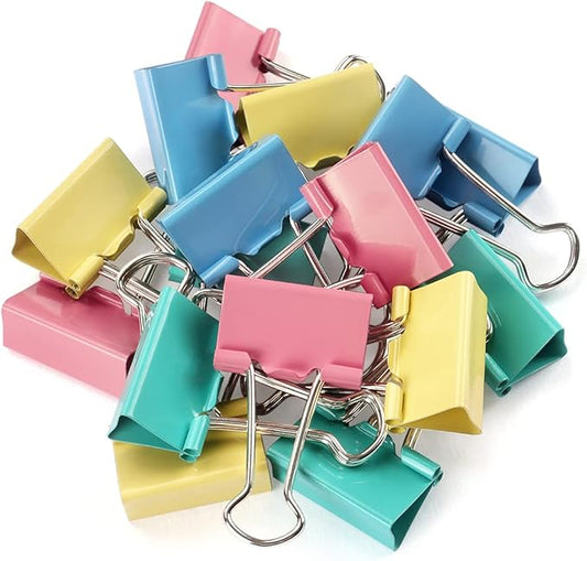 ZZTX Binder Clips Small Size Paper Clamps Clips Assorted Color, 1.0 Inches, 48 Pieces