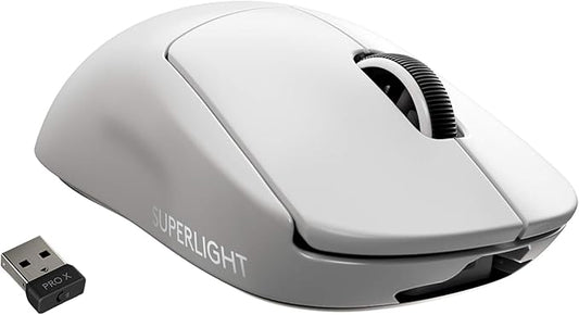 Logitech G PRO X Superlight Wireless Gaming Mouse, Ultra-Lightweight, Hero 25K Sensor, 25,600 DPI, 5 Programmable Buttons, Long Battery Life, Compatible with PC/Mac - White