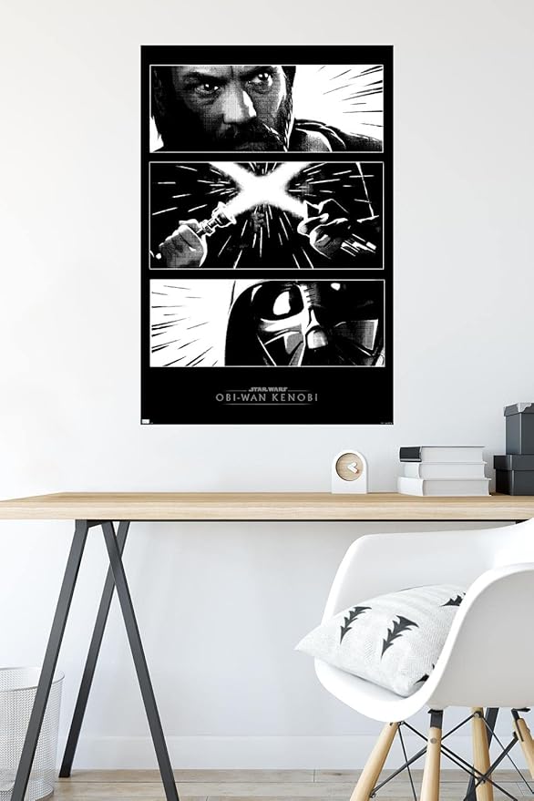 Trends International Star Wars: Obi-Wan Kenobi - Panels Wall Poster, 22.375" x 34", Premium Poster & Mount Bundle