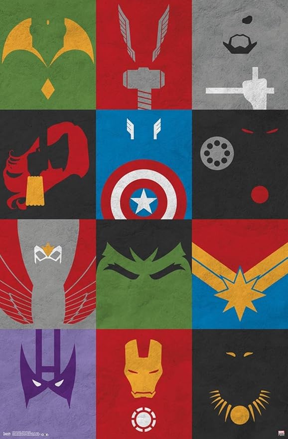 Marvel Comics Avengers - Minimalist Grid Wall Poster, 19L" x 13W", Premium Unframed Version
