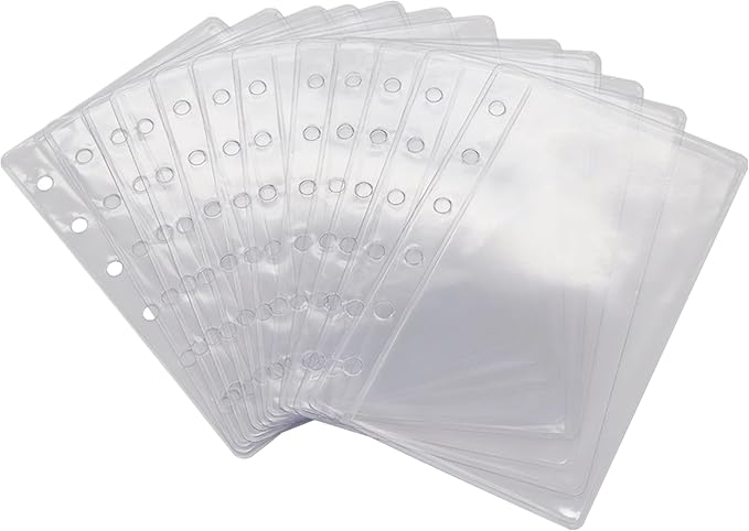 12 Pack A7 Size Clear Sheet Protectors 2.6 x 4.8 Inch Plastic Sleeves Page Protectors Top Loading Paper Protector for 6 Ring Binders, Acid-Free, Archival Safe for Documents and Photos