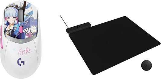 Logitech G309 Kamisato Ayaka Special Edition Lightspeed Wireless Gaming Mouse + Powerplay 2 Wireless Charging Mouse Pad Bundle