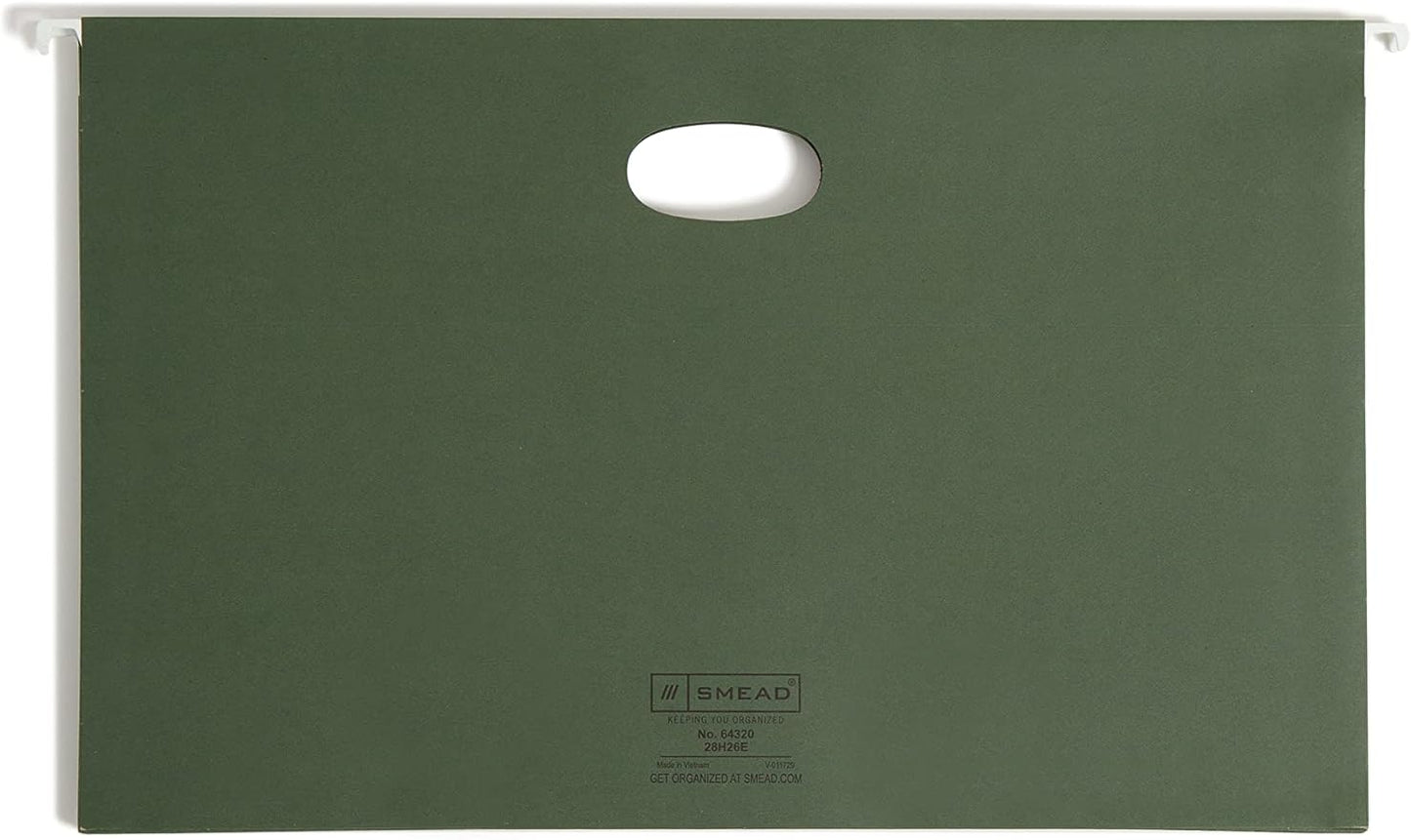 Smead Hanging File Pocket with Full-Height Gusset, 3-1/2" Expansion, Legal Size, Standard Green, 10 Per Box (64320)