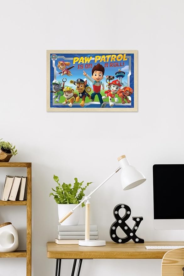 Nickelodeon Paw Patrol - Crew Wall Poster, 22.4L" x 14.7W", Blonde Framed Version