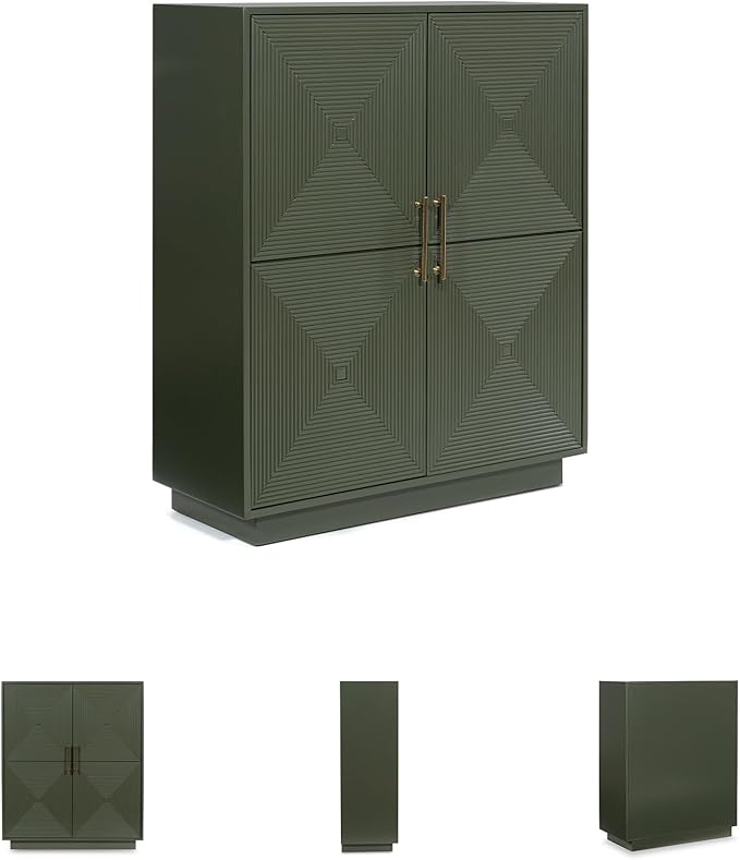 Signature Design by Ashley Geirwood Contemporary Accent Cabinet with Shelf and Geometric Pattern, Green