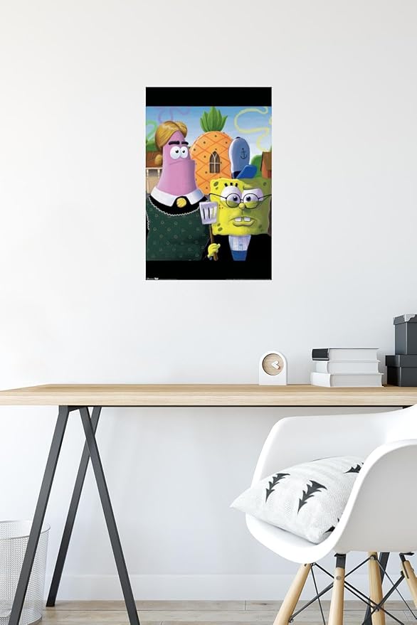 Trends International Nickelodeon Spongebob - American Gothic Wall Poster, 14.725" x 22.375", Premium Poster & Mount Bundle