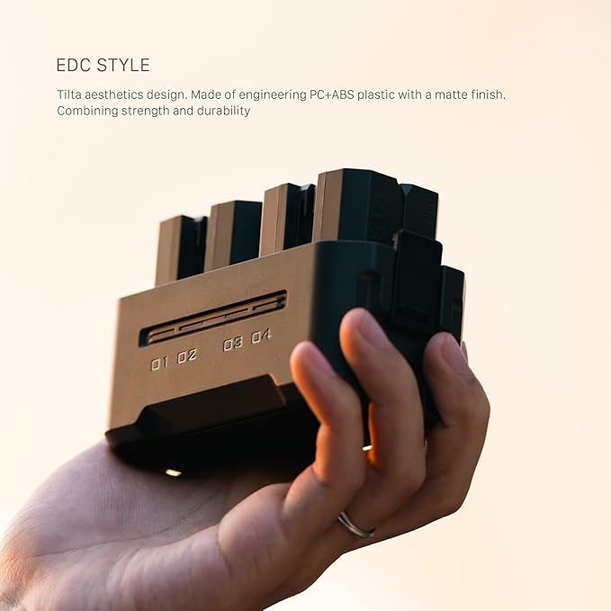 Tilta NP-FZ100 Portable Charging Station - Green | Charge 4 Batteries w/USB-C PD 45W Fast Charge | Safe for A6600, A6700, A7C, A7III, A7IV, A7RIII/IV, A7S Il, FX3,FX30,A1,ZV-E1