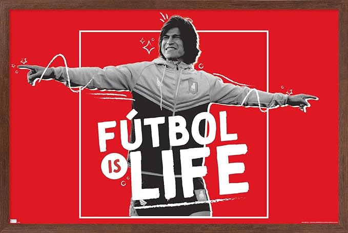 Ted Lasso - Futbol is Life Wall Poster, 34L" x 22.4W", Mahogany Framed Version