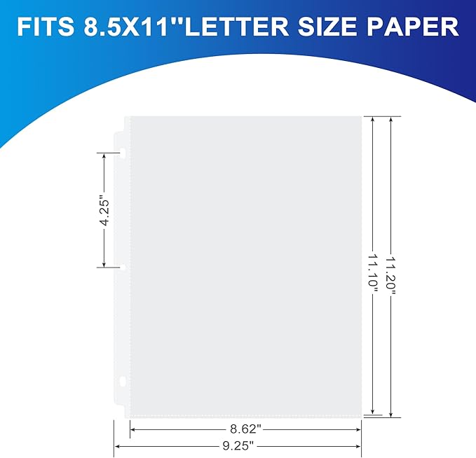 130 Pack Clear Sheet Protectors, 8.5 x 11 inch Page Protectors for 3 Ring Binder,Top Loading Paper Protector for Documents and Photos,Letter Size