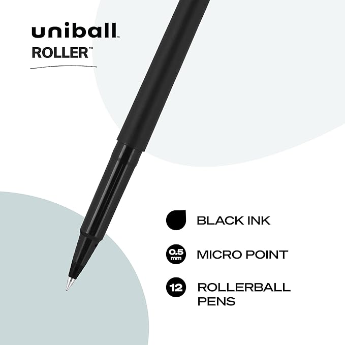 uniball Roller Rollerball Pens,Micro Point (0.5mm),Black,(Pack of 144)