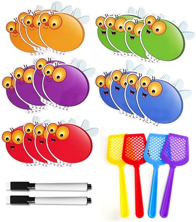 Lachilly Dry Erasable Fly Cards Set, Montessori Teaching Aids, DIY Educational Learning Game for Kindergarten Classroom, Math Game, Sight Words Game, Quick Response Funny Learning