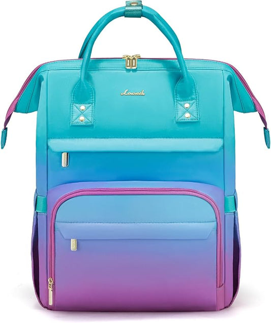 LOVEVOOK Gradient Laptop Backpack for Women,15.6 Inch Work Computer Bakcpack Purse Laptop Bag With Anti-Theft Pocket,Waterproof Carry on Teacher College Backpack for Travel,Green-Red