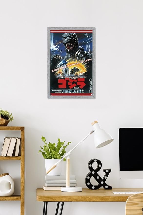 Trends International Godzilla - The Return Of Godzilla One Sheet Wall Poster, 22.4L x 14.7W, Gray Framed Version