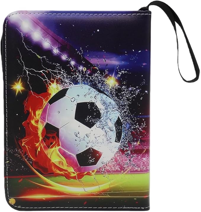 Card Binder – 400 Capacity, Zippered Trading Card Holder for MTG, Sports & Collectible Cards – Acid-Free, Durable & Travel-Friendly Storage (Red Football, 4 Pocket)