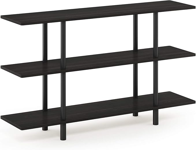 Furinno Turn-N-Tube 3-Tier Wide Display Shelf, Espresso/Black