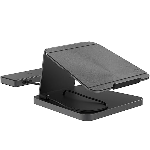 ZAGG Pro Dock – 9-Port Laptop Stand and Docking Station with Satellite Hub, Integrated USB-C Cable, 150W Power Supply, and SD Card Reader – Compatible with Most Laptops and Tablets