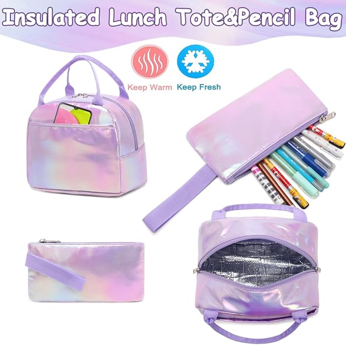 Meisohua School Backpack for Teens Girls Boys Backpack for Elementary Middle School Bookbag for Kids Backpack Lunch Bag Set