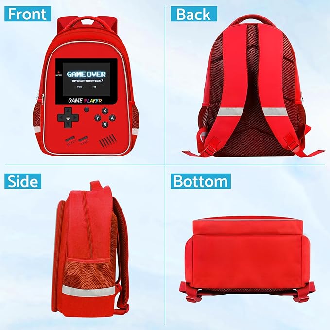 School Backpack For Boys - Gamer Boys Backpack For Kids Children Teens Elementary Middle School - Ages 6-18，17″