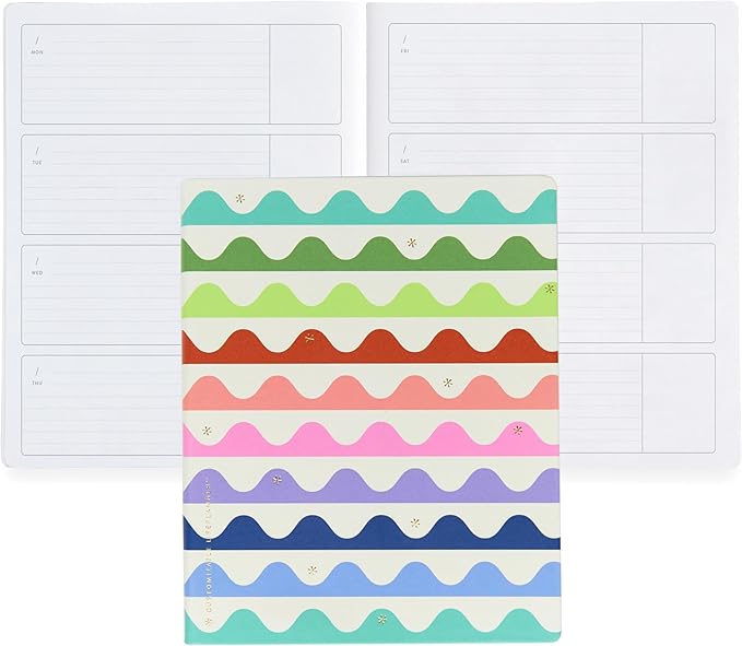 Erin Condren Undated Softbound Life Planner, 8” x 10” 12-Month Weekly & Monthly Planner Journal, Horizontal Layout, Soft Cover, Layflat Binding, Colorwave Cover Design, Neutral Interior Design