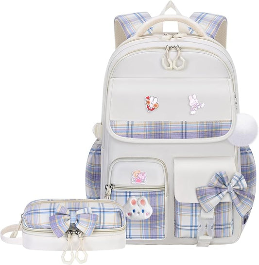 Girls Backpack,Kids School Backpack With Lunch Box Pencil Case Set,Cute Childrens Schoolbag For Girls