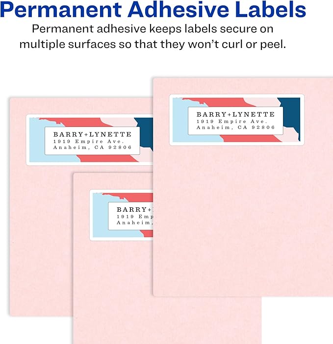 Avery Address Labels, Sure Feed and Easy Peel Technology, Glossy White Labels, 1" x 2-5/8", Permanent, Laser/Inkjet, 750 Total (6526)