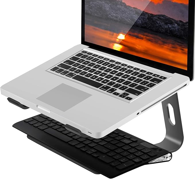 Orionstar Laptop Stand Portable Aluminum Laptop Riser Compatible with Mac MacBook Air Pro 10 to 15.6 Inch Notebook Computer, Detachable Ergonomic Elevator Holder, Space Grey