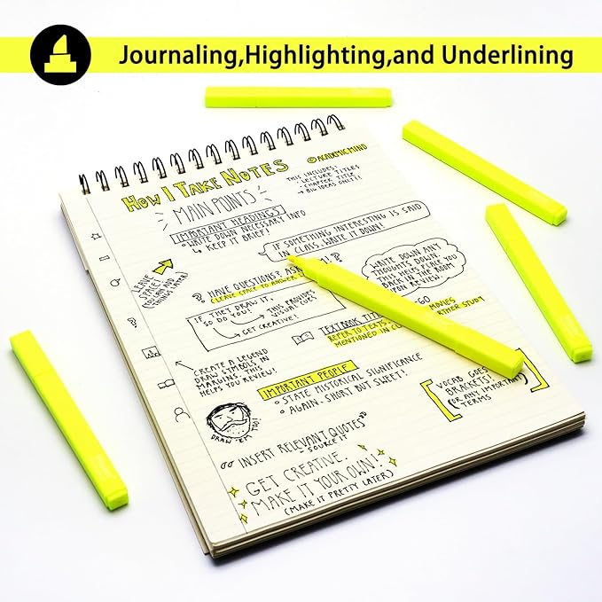 Vitoler Fluorescent Yellow Highlighters,10 Pack Bright Color Chisel tip Highlighters for Adults in the Home School Office