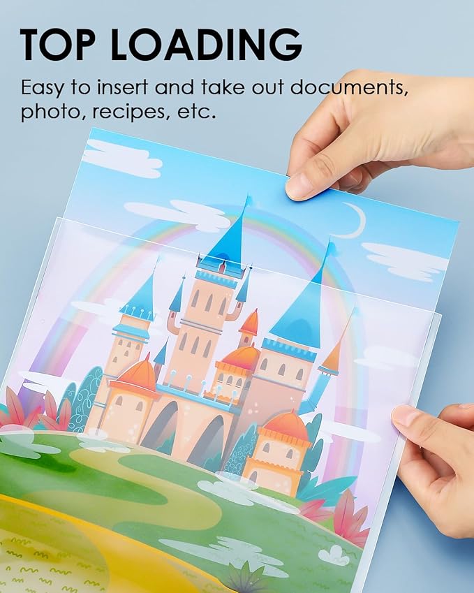 KTRIO No Holes Sheet Protectors 8.5 x 11 Inch Heavy Duty Clear Page Protectors, Plastic Paper Document Sleeves, Letter Size, Top Loading, Acid Free, 100 Pack