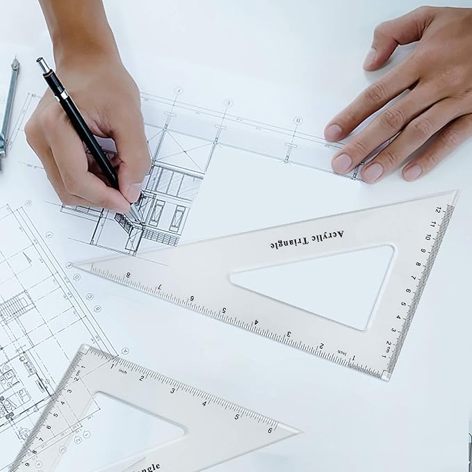 Coopay Large Triangle Ruler Set Square, 30/60 and 45/90 Degrees, Triangle Hollow