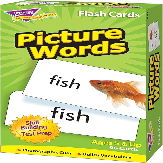 Trend Enterprises: Picture Words Skill Drill Flash Cards, Content-Rich Self-Checking Cards to Practice and Master, Great for Skill Building, 96 Cards Included, Ages 5 and Up