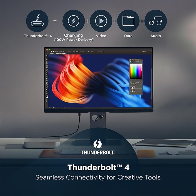 ViewSonic VP2788-5K 27" 5K Mac-Ready Monitor with 100% sRGB, 99% DCI-P3, Pantone Validated, Advanced Ergonomics, Thunderbolt 4, USB Hub, HDMI, and DP for Home and Office