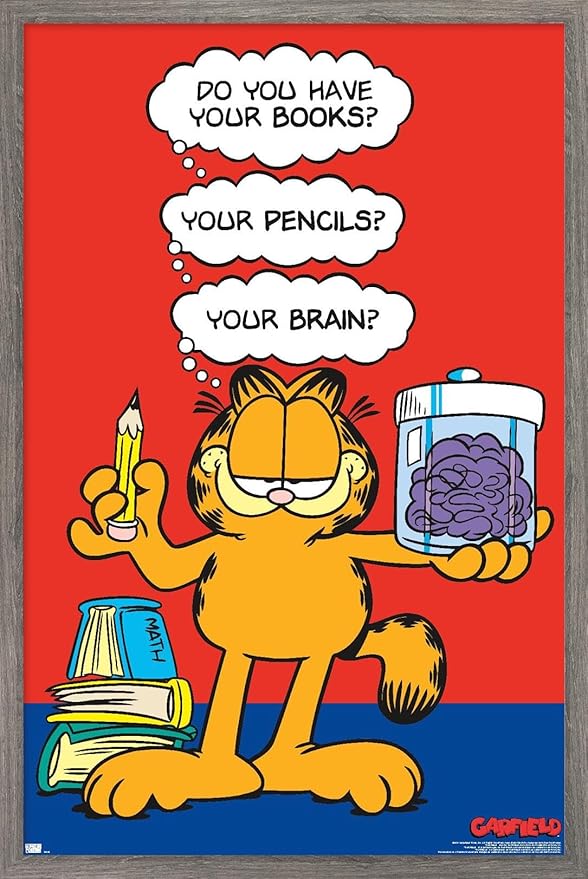 Garfield - Brain Wall Poster, 34L" x 22.4W", Barnwood Framed Version