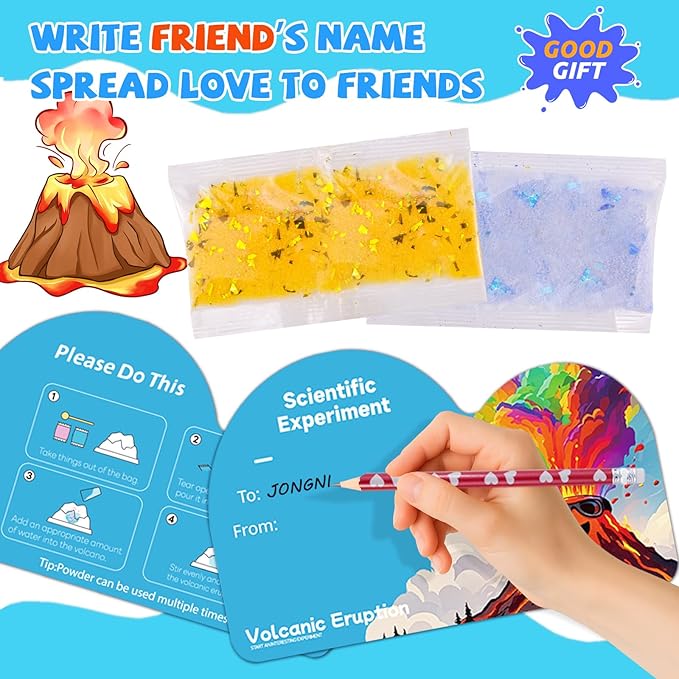 24 Pack Erupting Volcano Science Kit Valentines Gifts Party Favors with Valentine's Cards STEM Projects Educational Toys for Boys Girls School Exchange