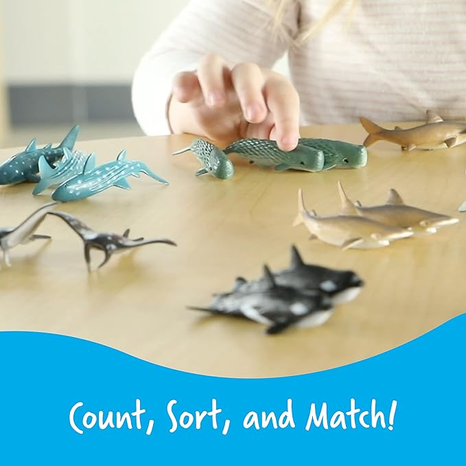 Learning Resources Ocean Animals - 50 Pieces, Ages 3+ Toddler Learning Toys, Perfect for Math Counters and Imaginative Play