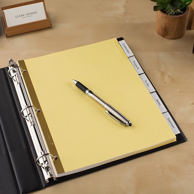 Avery Insertable Dividers for 3 Ring Binder, 5-Tab Sets, Clear Big Tabs, Buff Paper with Gold-Reinforced Holes, 48 Sets Total, Great for Organizing Reports, Projects, and More (48 Packs of 11110)