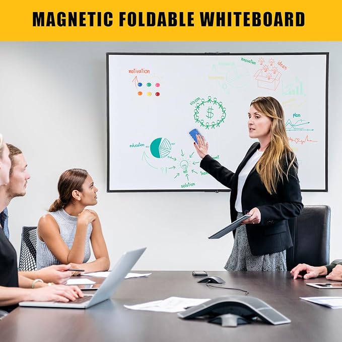 Magnetic Whiteboard 60x40 Inch - Large Dry Erase Board for Wall with Aluminum Frame & Deep Pen Tray - Smooth Writing Surface for Office, Classroom, Home & Conference Room