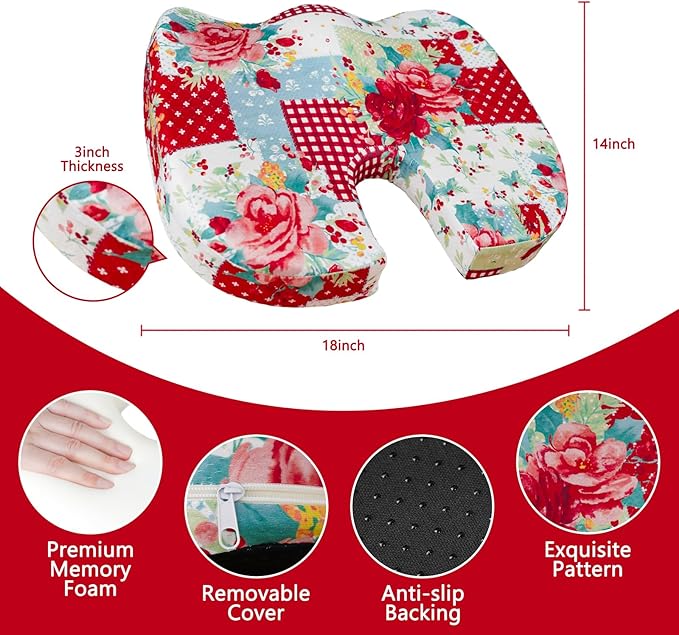 Tailbone Pain Relief Cushion, Memory Foam Seat Cushion for Pressure Relief Coccyx Cushion for Sciatica Pain Ergonomic Seat Cushion for Office Desk Chair