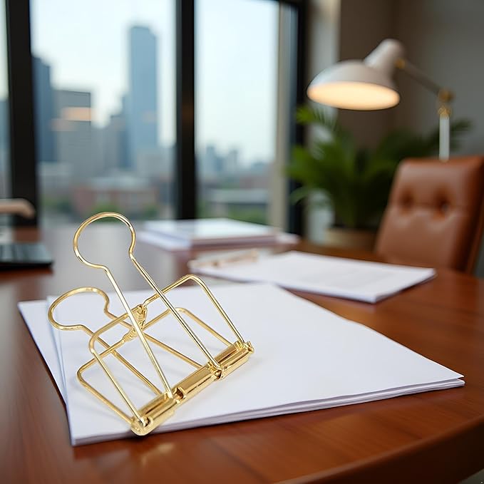 4Pcs Golden Hollow Out Long Tail Wire Binder Clips Paper Binder Clip Large 51mm Binder and Paper Clips Small in Size and Light in Weight,Clips, Clamps and Rings,Clips, Clamps and Rings